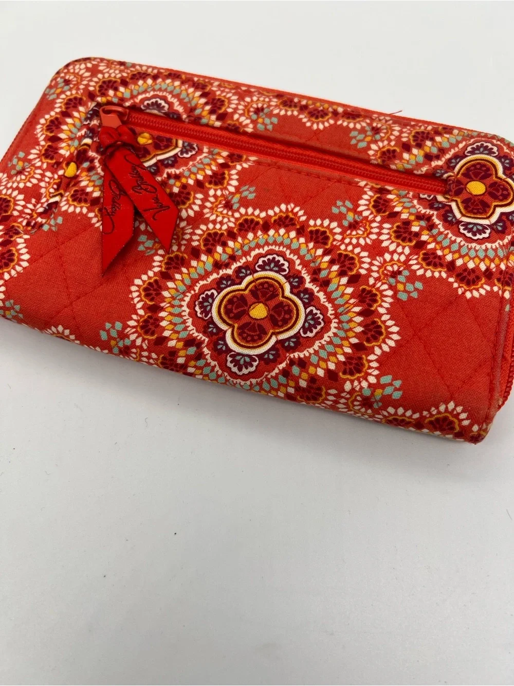 Vera Bradley Quilted Zip Wallet in Bright Red Floral Medallion - Picture 2 of 4